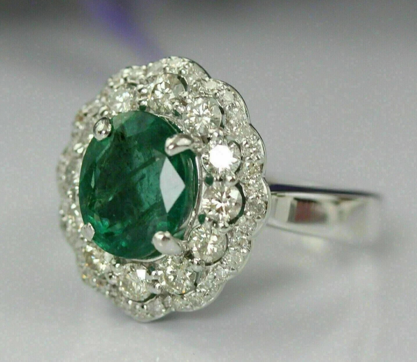 4.00 Ct Oval Cut Real Emerald Diamond & Wedding Ring 950 Platinum Size 5 6 7 8