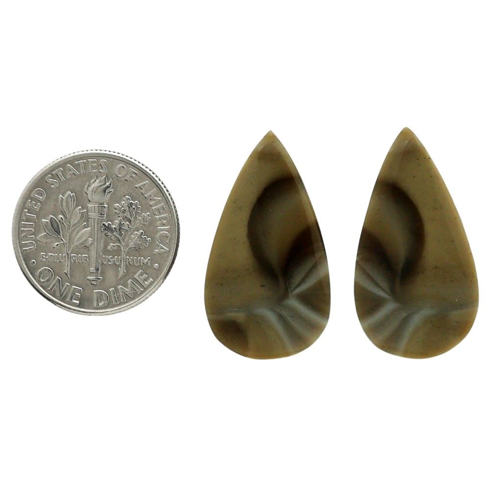 Natural Flint Stone Pair 13.3×24.5×4.3 mm Pear Shape Gemstone LS133-06987