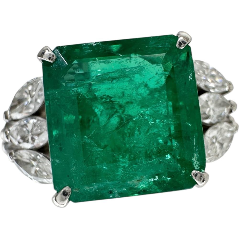 US 7.2 Emerald 3.03ct diamond 0.67ct in total Ring Pt900Platinum 5.4g Women