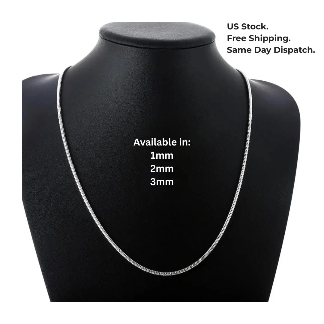 Men&Women’s 925 Sterling Silver Snake Chain Necklace 16-24*