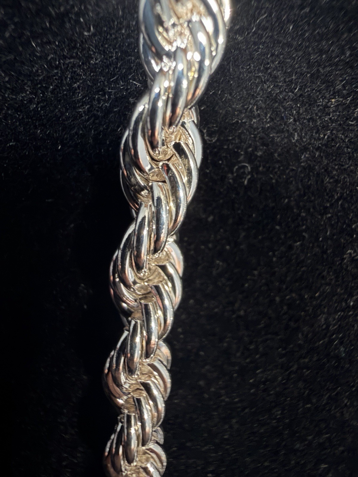 925 Stamped Silver Rope Necklace 20in 5MM. 30.2g. BEAUTIFUL! Brand New.