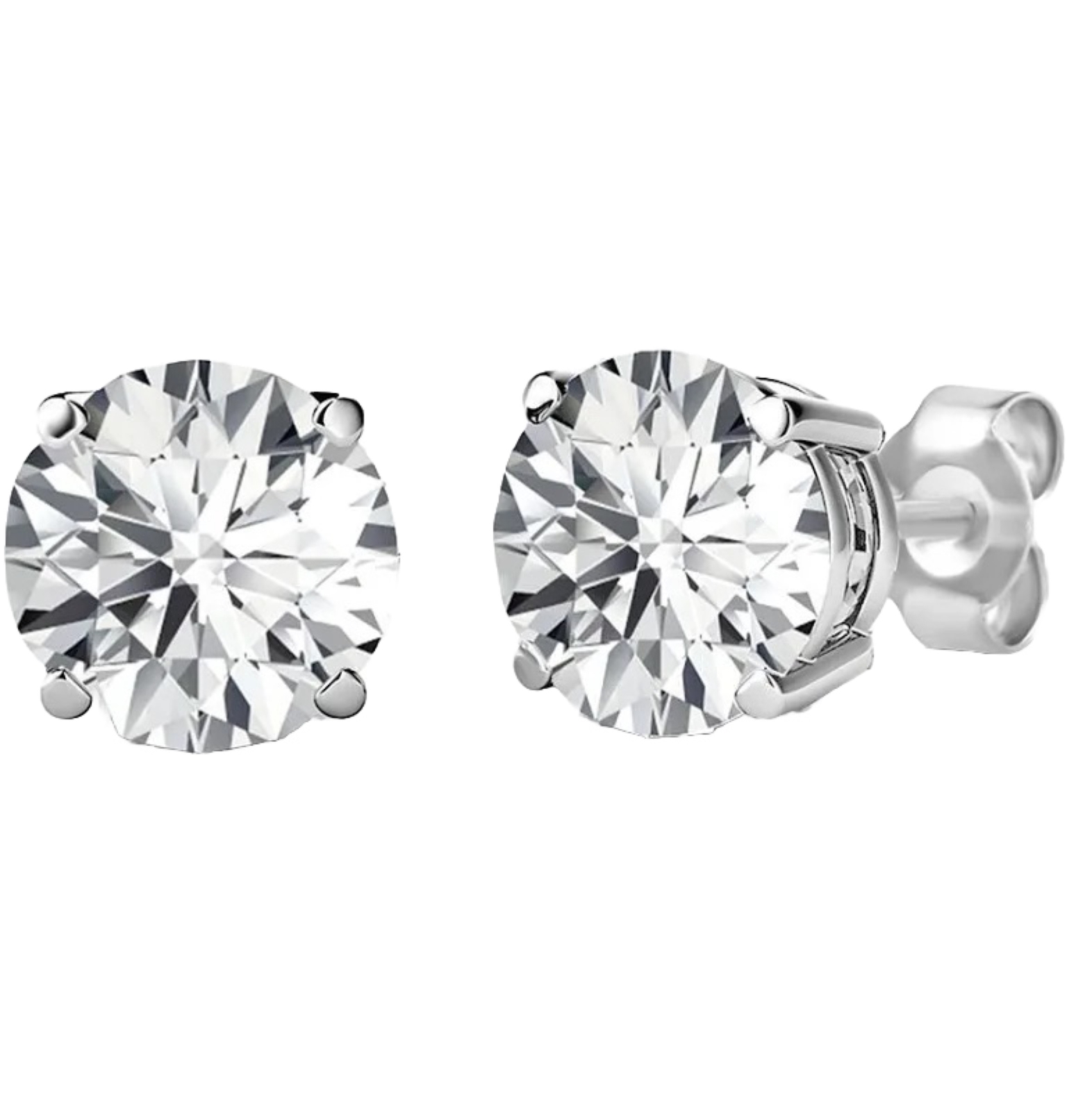 3.00 Ct Round Cut VVS1/D Lab Created Stud Earrings 14k White Gold 7mm Push Back