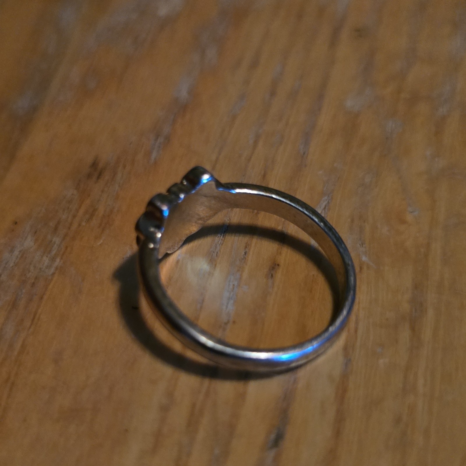 Silver Tone Heart Cluster Band Ring Size 8.75 Clear Stones Love Theme