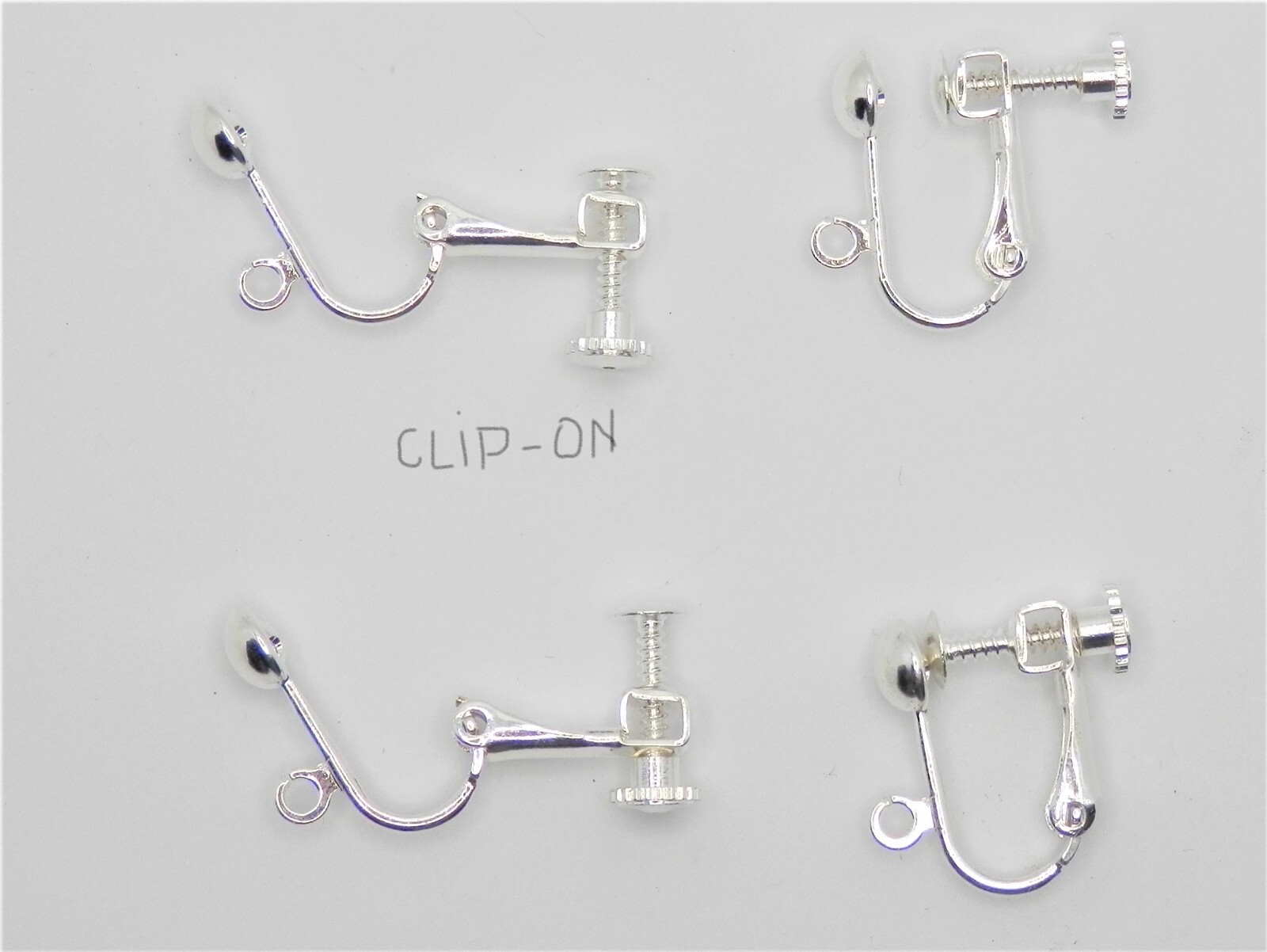 Austrian Crystal, clear with AB, spiral silver plated, clip-on, lever back