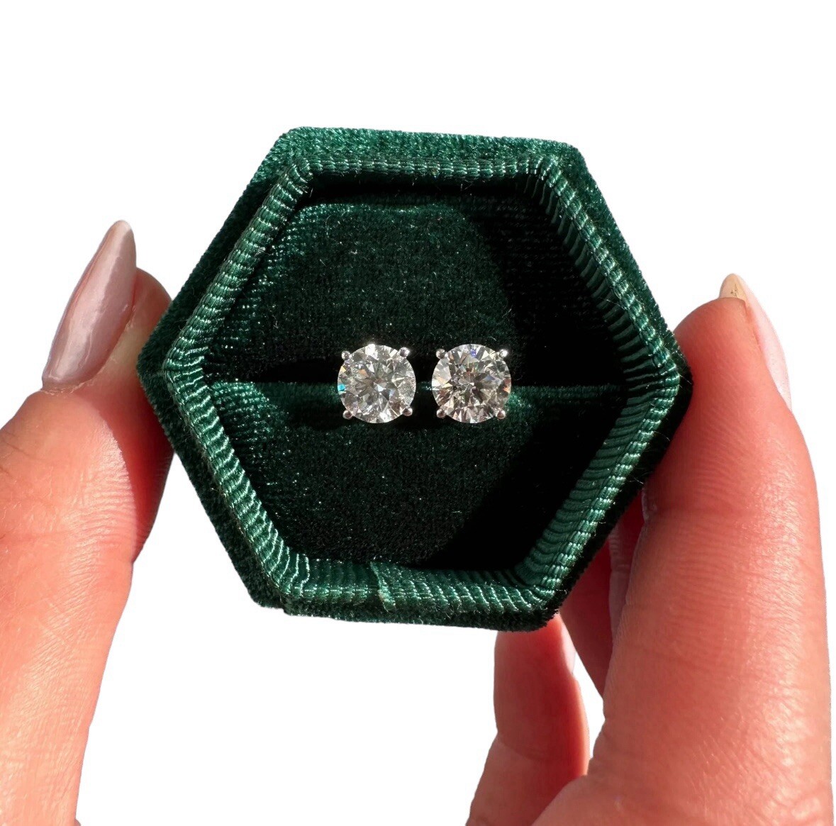 2.00 Ct Round Cut Certified Lab Grown VS1/E 14k Solid White Gold Stud Earrings