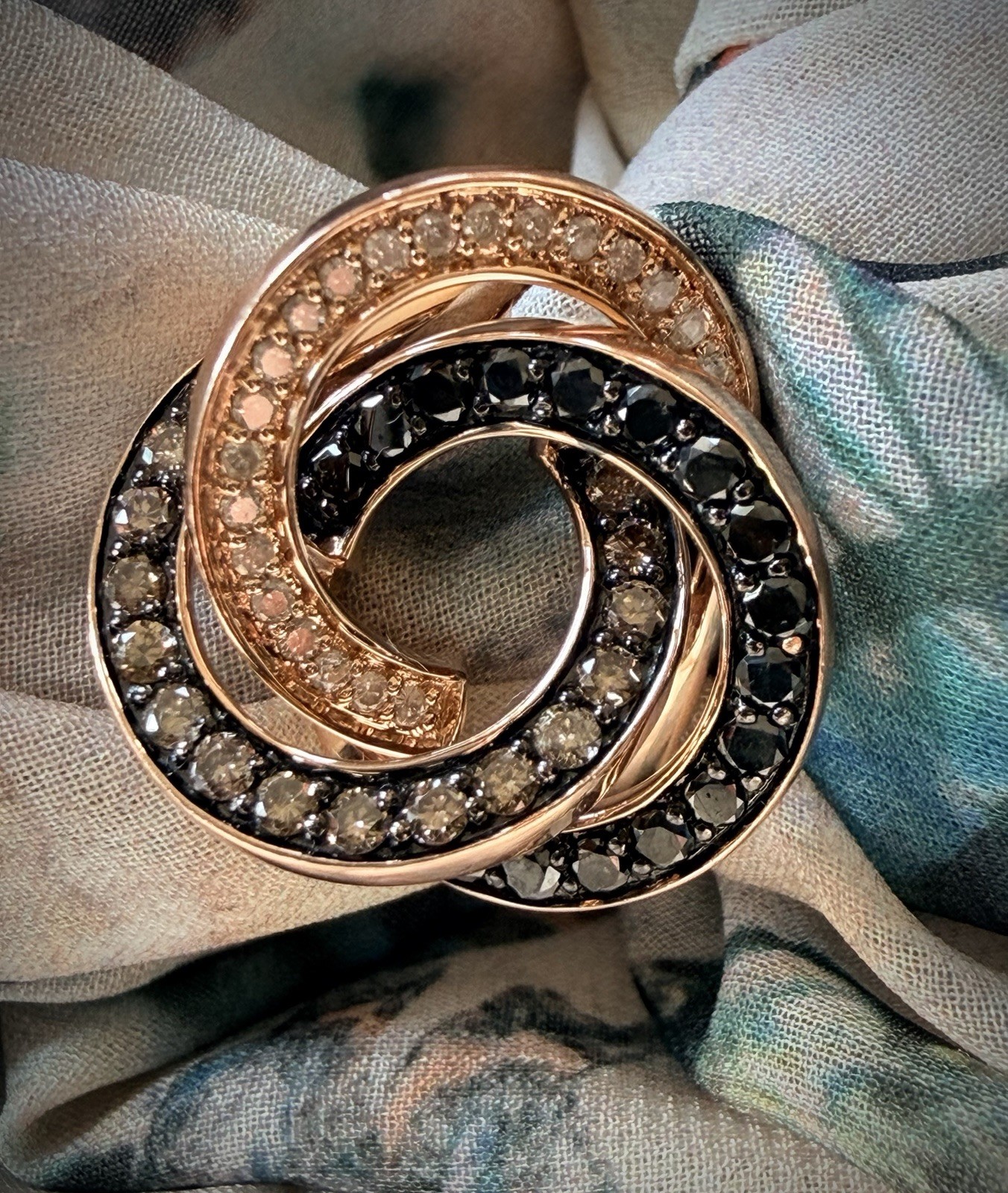 14k Rose Gold & Diamond Trinity Ring