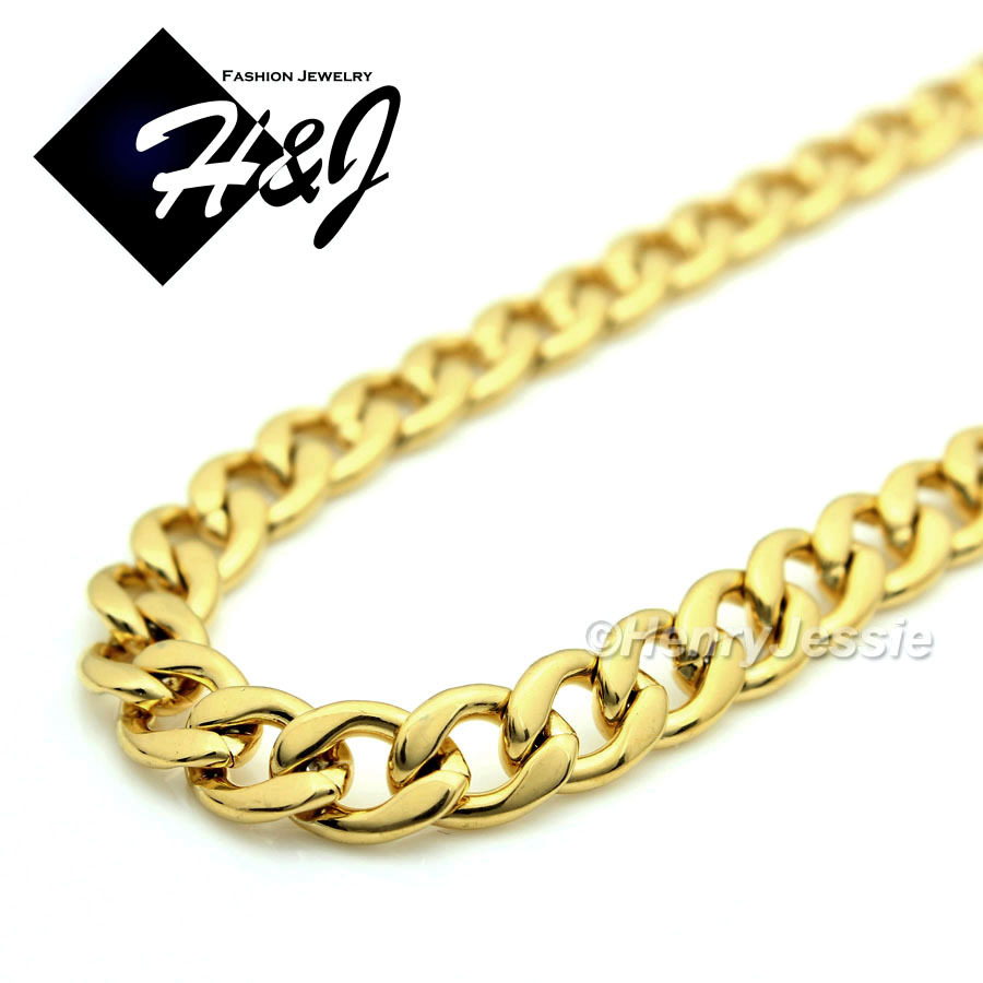 18-40″MEN Stainless Steel 6mm Gold Plated Cuban Curb Link Necklace Bracelet SETS