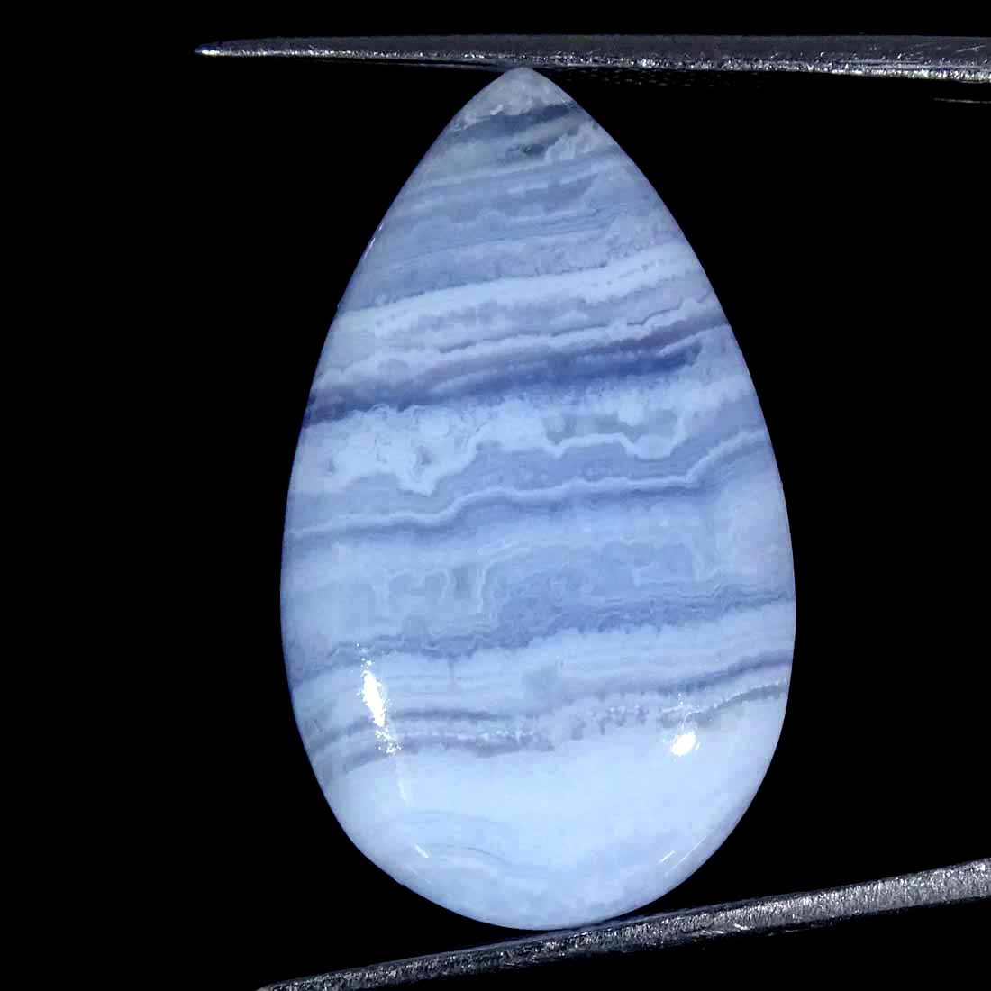 25.60Cts Natural Blue Lace Agate Pear Cabochon Loose Gemstone 16x28x7mm