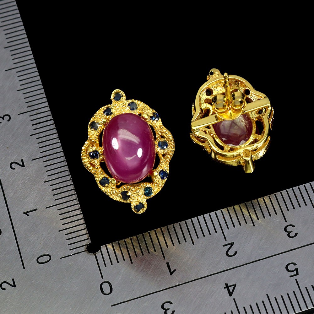 925 Sterling Silver Earrings Oval Ruby 11x9mm Sapphire Natural Gemstone Jewelry