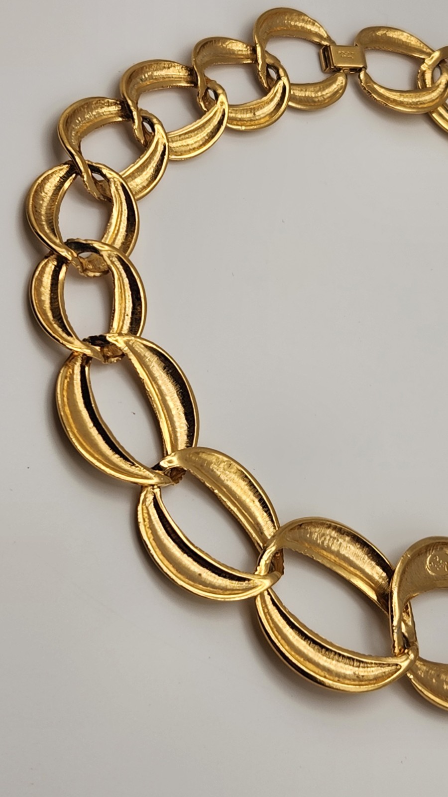 Vintage Napier Gold Tone Chunky Link Necklace Textured Statement Signed 18″
