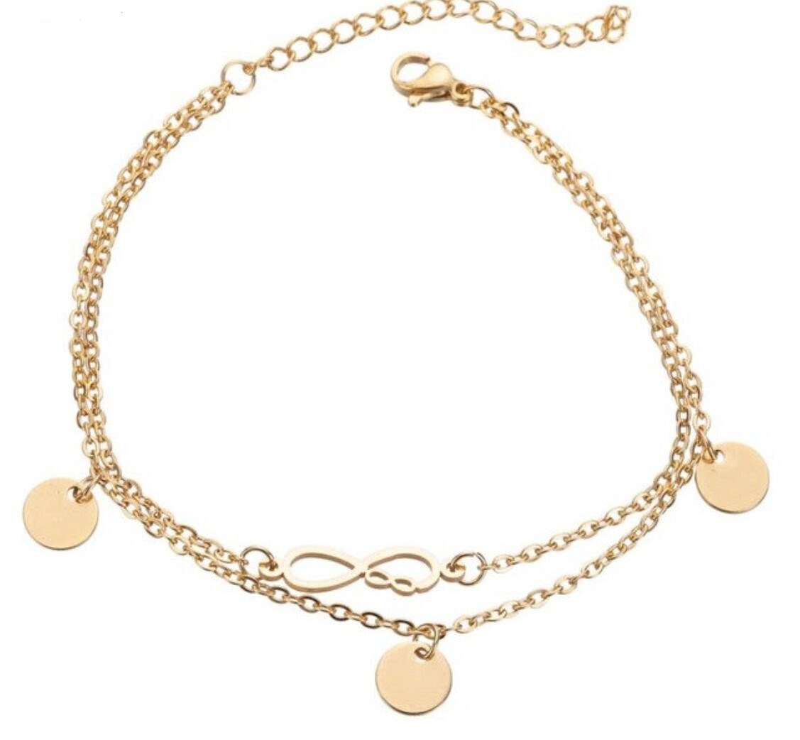 Gold Stainless Steel infinity bracelet/anklet (9.5 in) includes 2 in extender