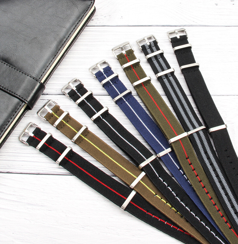 High Quality Nylon Elastic One-piece Watch Band Straps Mens 18 20 22mm Universal