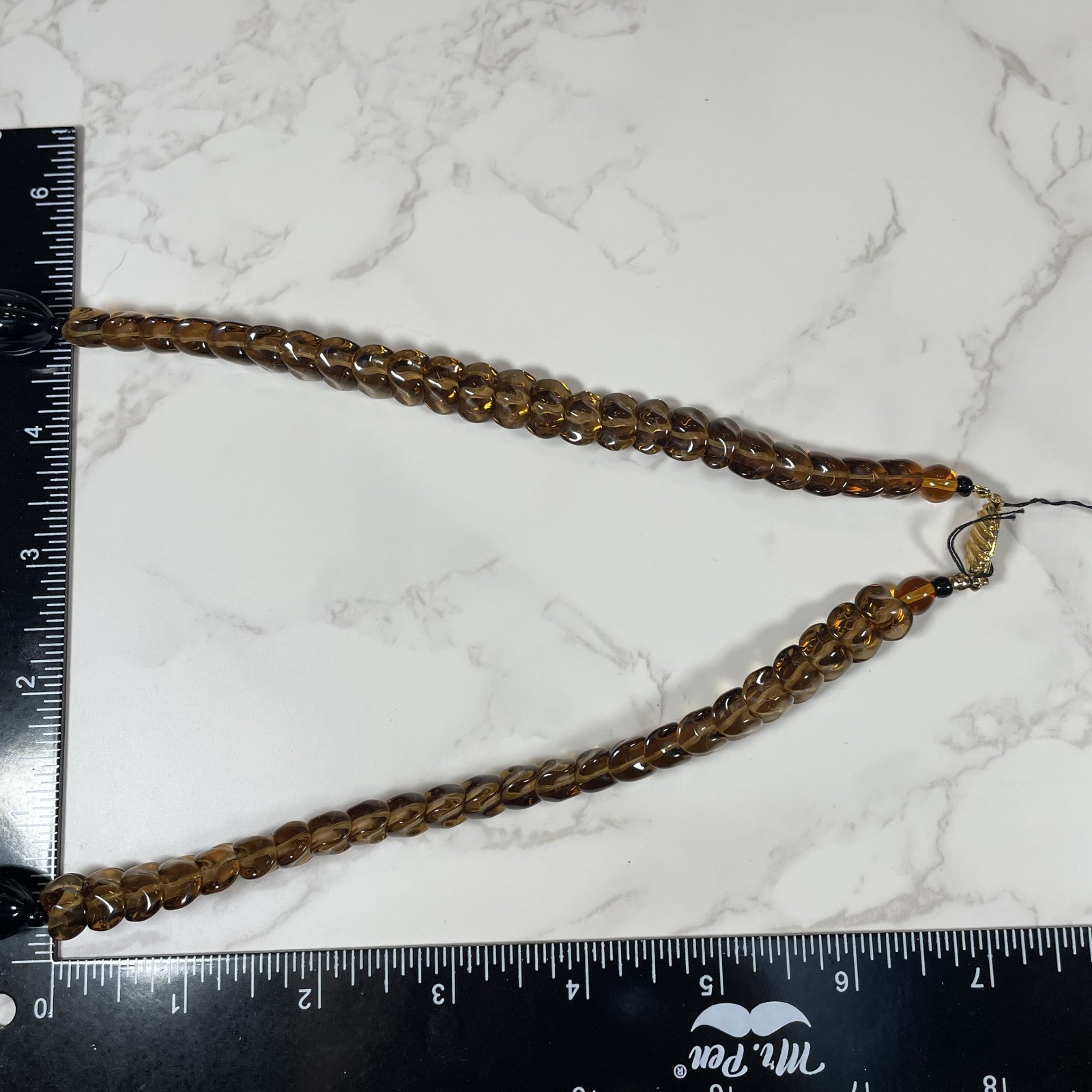 VTG ELLE of California Multi Strand Finest Bohemian Amber Glass Bead Necklace