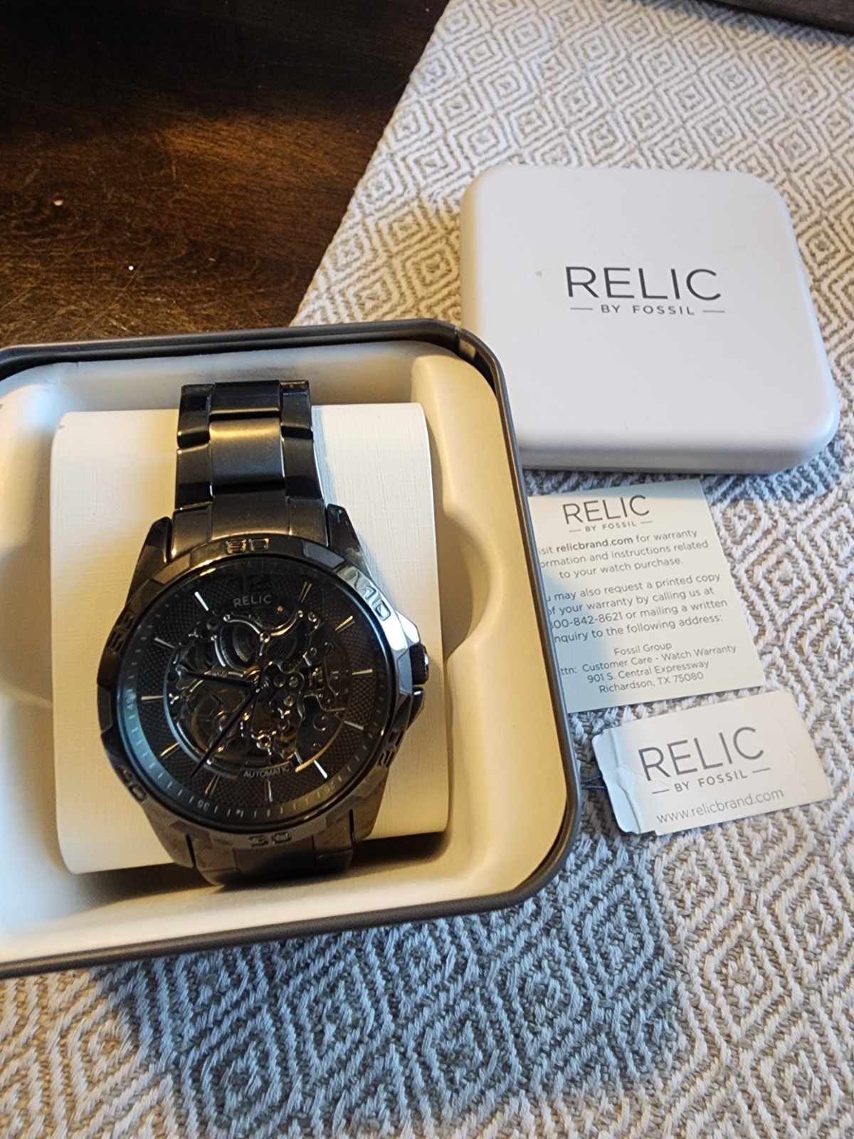 Relic by Fossil Men’s Automatic Skeleton Gunmetal 43mm Watch ZR11853