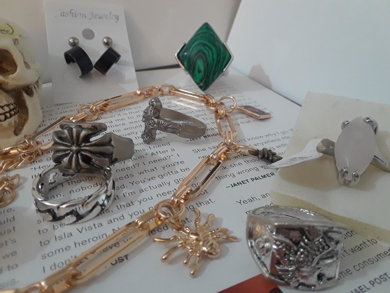 Rockabilly, Punk, Mixed Jewelry Lot – Skull, Spider web, Wolf, Spikes, Goth, Emo
