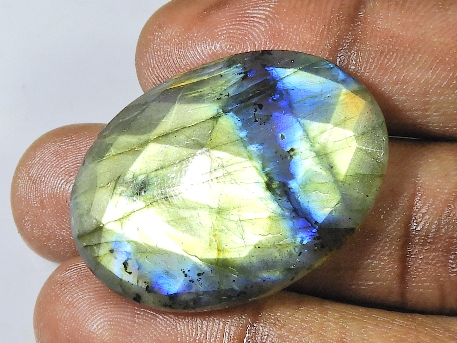 26X36MM natural Labradorite Oval Faceted Cut Crystal Loose Gemstone 56Ct