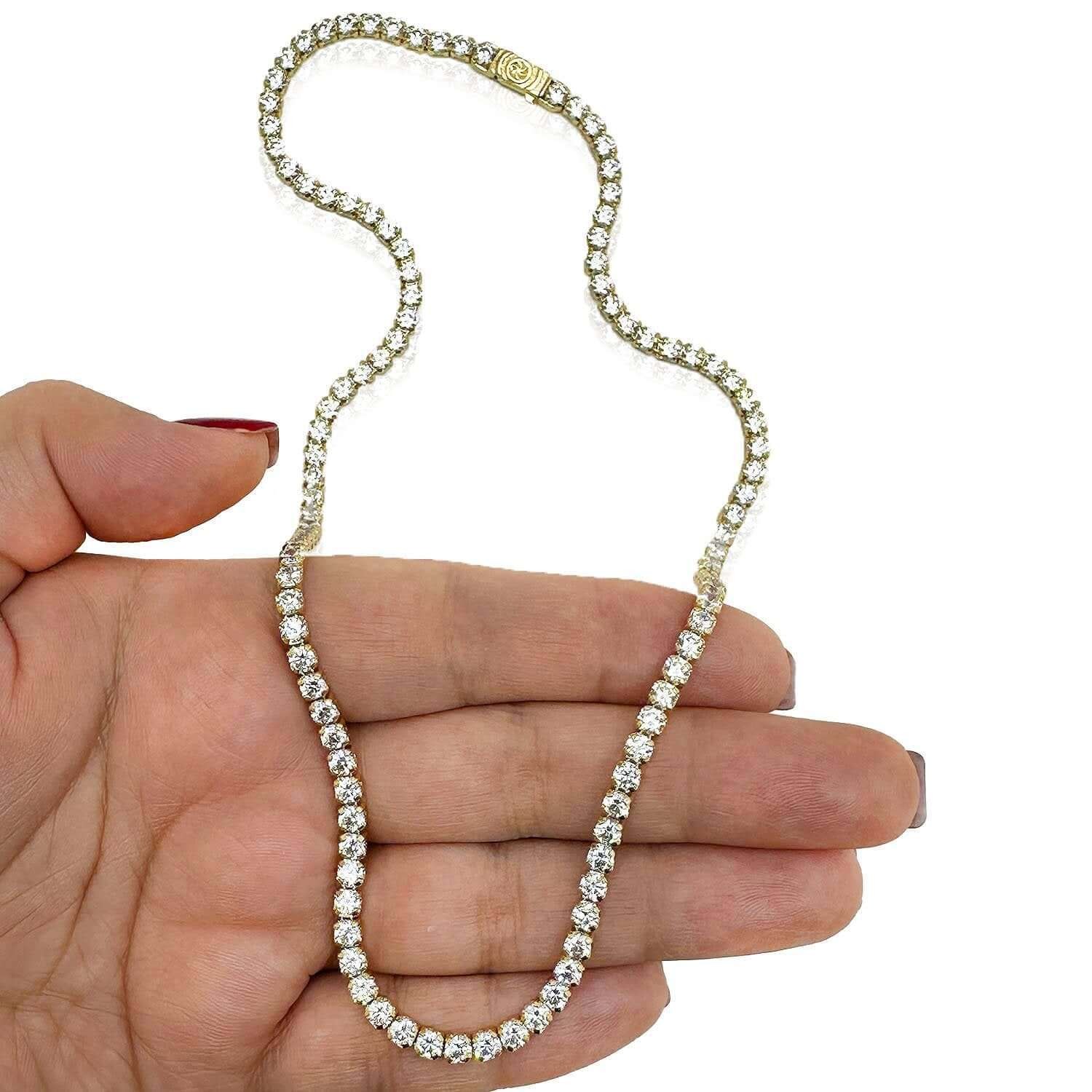 Solid 14K Real Gold 3.5mm CZ Tennis Chain Necklace 16″, 18″, 20″
