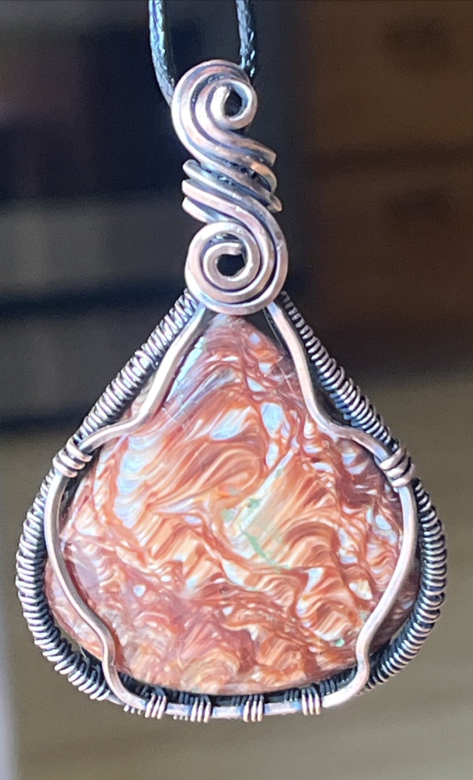 Redwood Opal (Opalized Silica) ~ Handmade copper wire wrapped pendant 7r