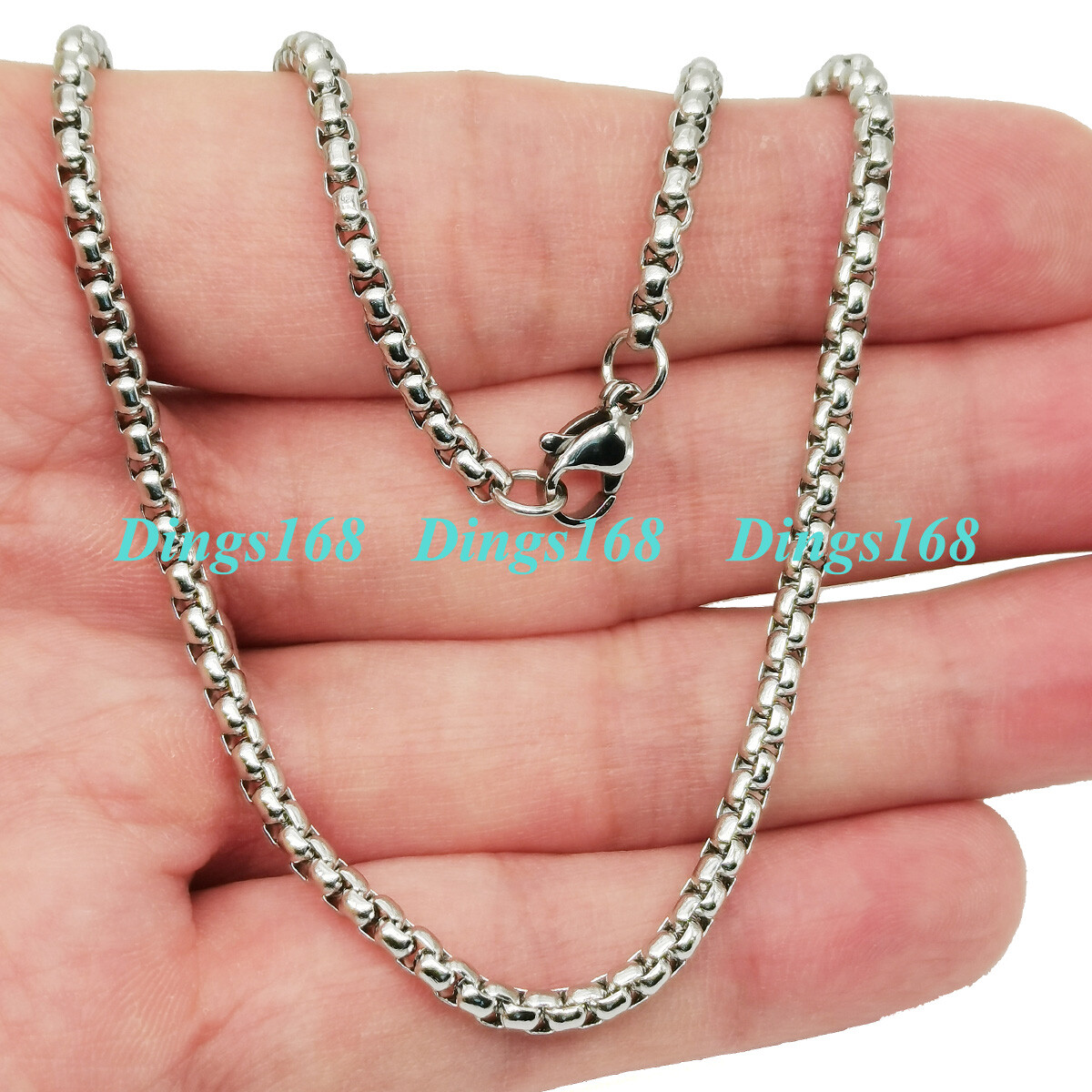Men&Women’s 18K White Gold Filled 28 inch 3 mm wide Round Box Chain Necklace B5K