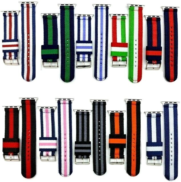 Nylon Sport Band Stripe Strap for Apple Watch Series 7 6 5 4 3 41/45mm iWatch SE