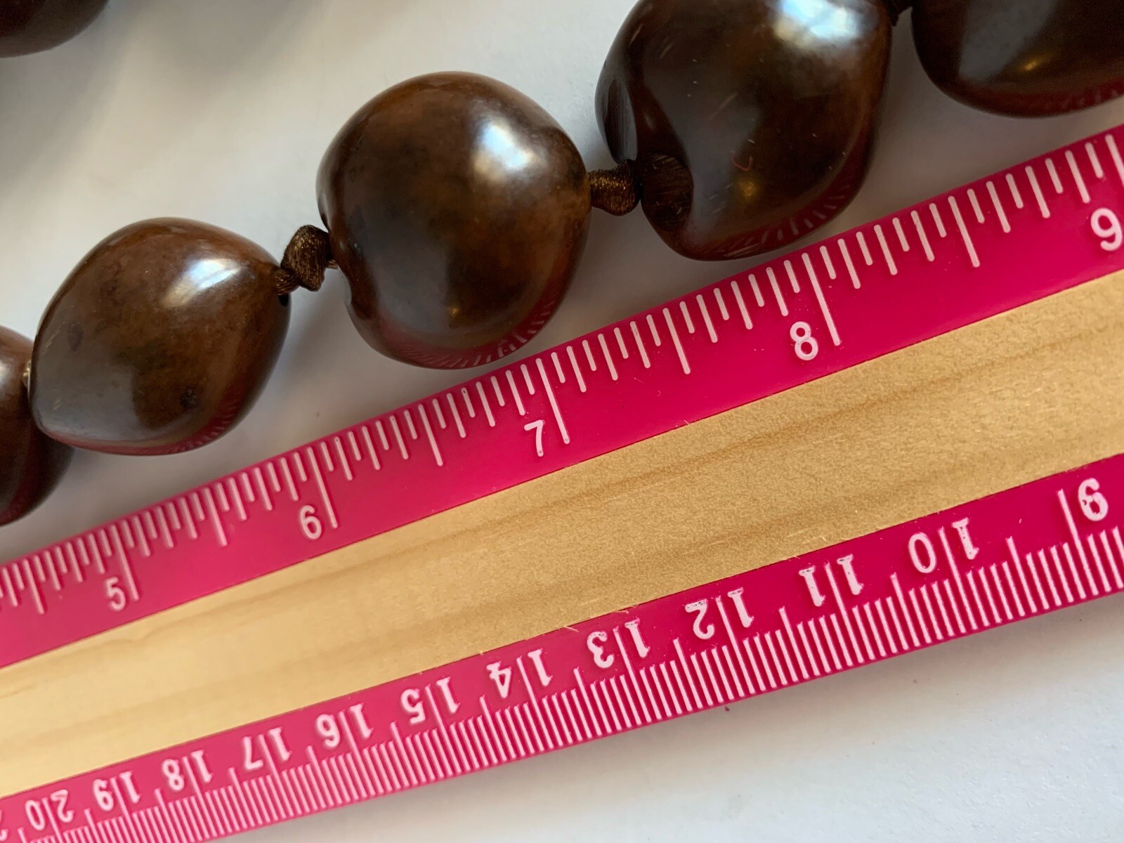 Dark Brown Kukui Nut Lei Natural Beads Necklace