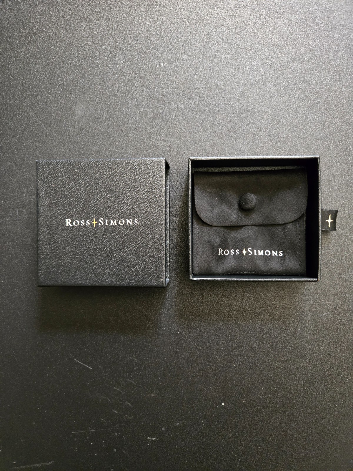 Ross-Simons, 3.75 In Square, Black Slide Out Drawer Jewelry Box, With Pouch, P-O