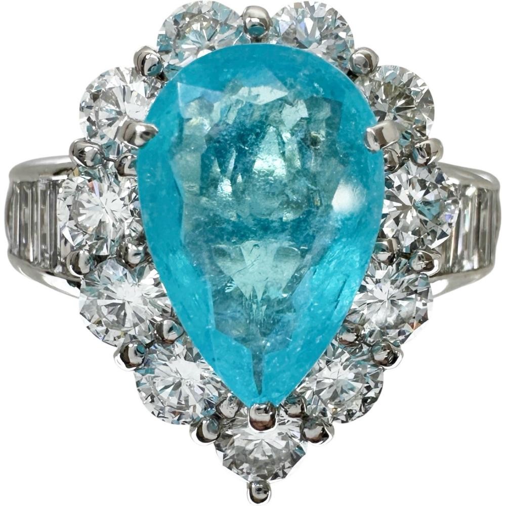 US 6.8 Mitsukoshi Paraiba tourmaline from Mozambique 2.60ct diamond 1.83ct R…