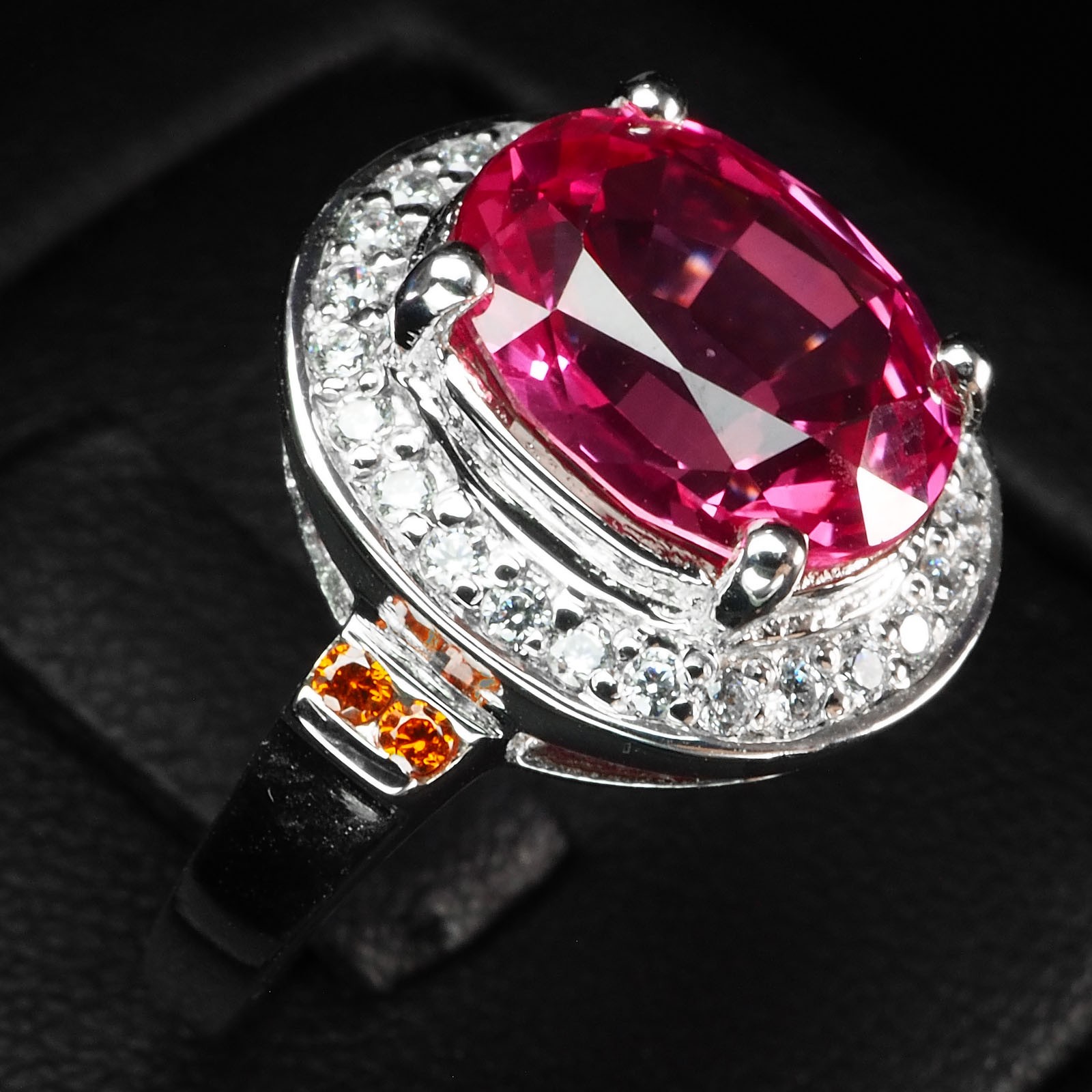 Precious Pink Padparadscha Sapphire 4.40Ct 925 Sterling Silver White Gold Rings