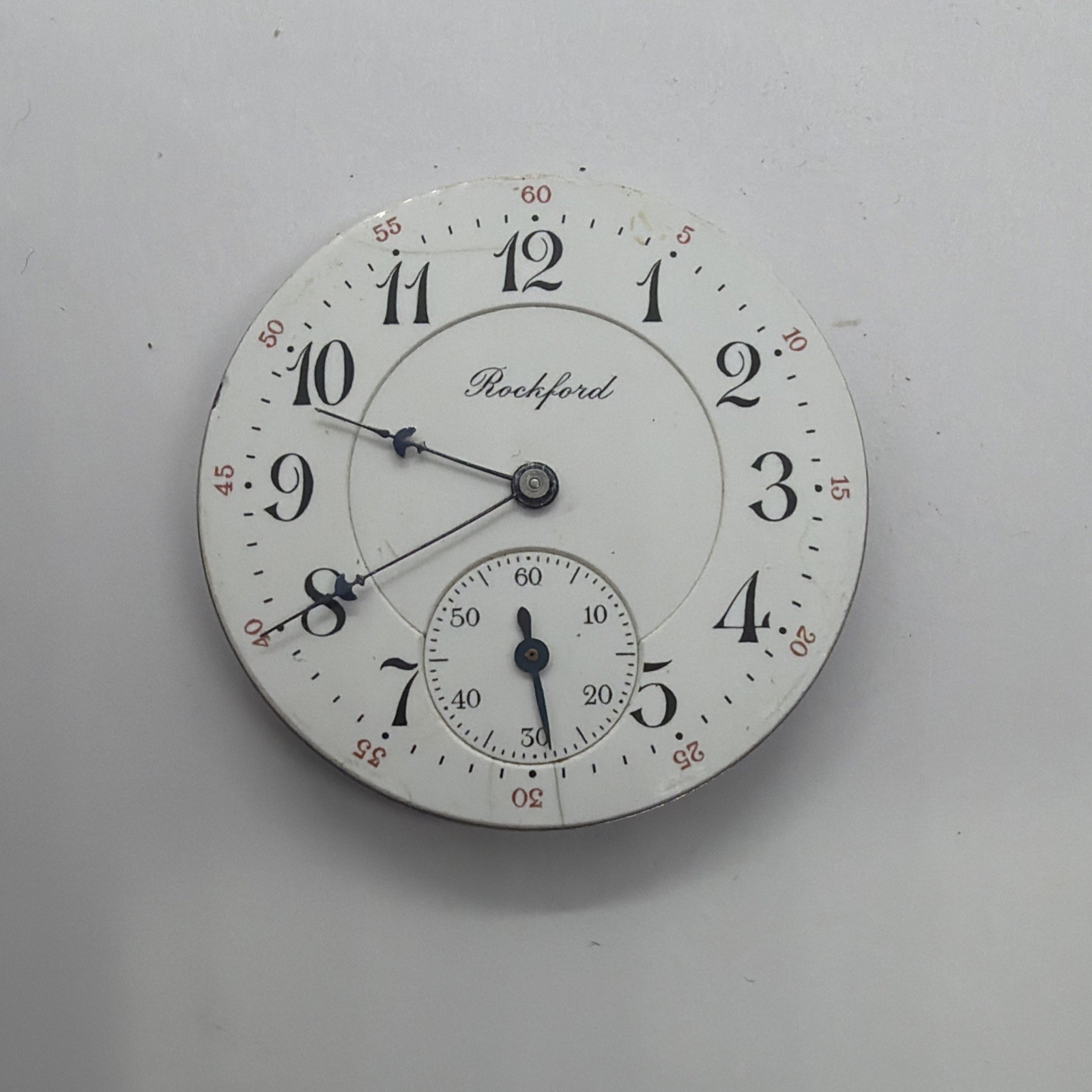 Scarce Rockford Grade 566 17J 16s Pocket Watch Movement Nice Railroad Dial 095