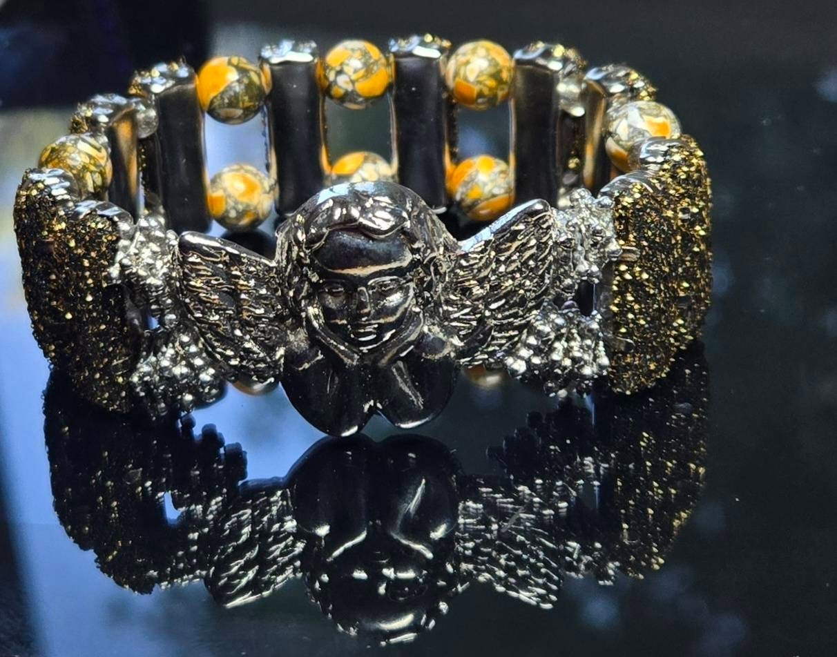 6 Pc Stretch Bracelet Set Mixed Colors Angel Heart Fashion Jewelry Lot for Women