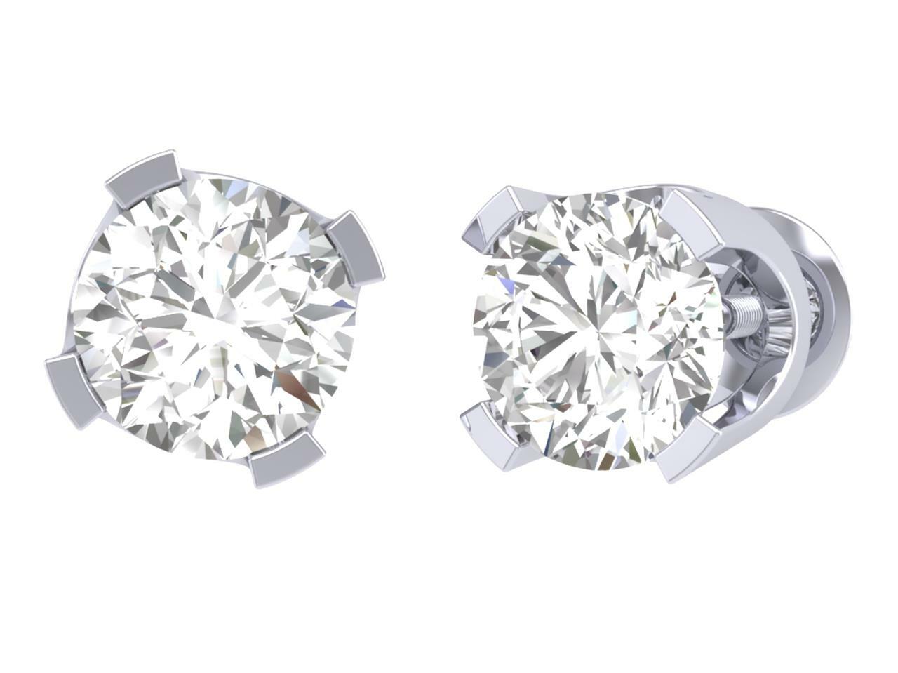 Solitaire Studs Earrings SI2 H 1.01 Carat Natural Diamond Screw Back 14K Gold