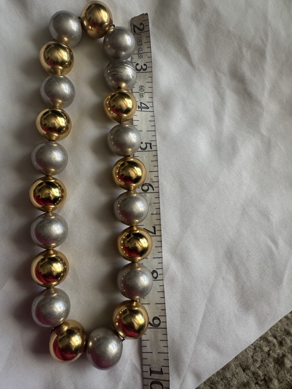 Saint Laurent Geometric Oversized Pearl Metal Necklace