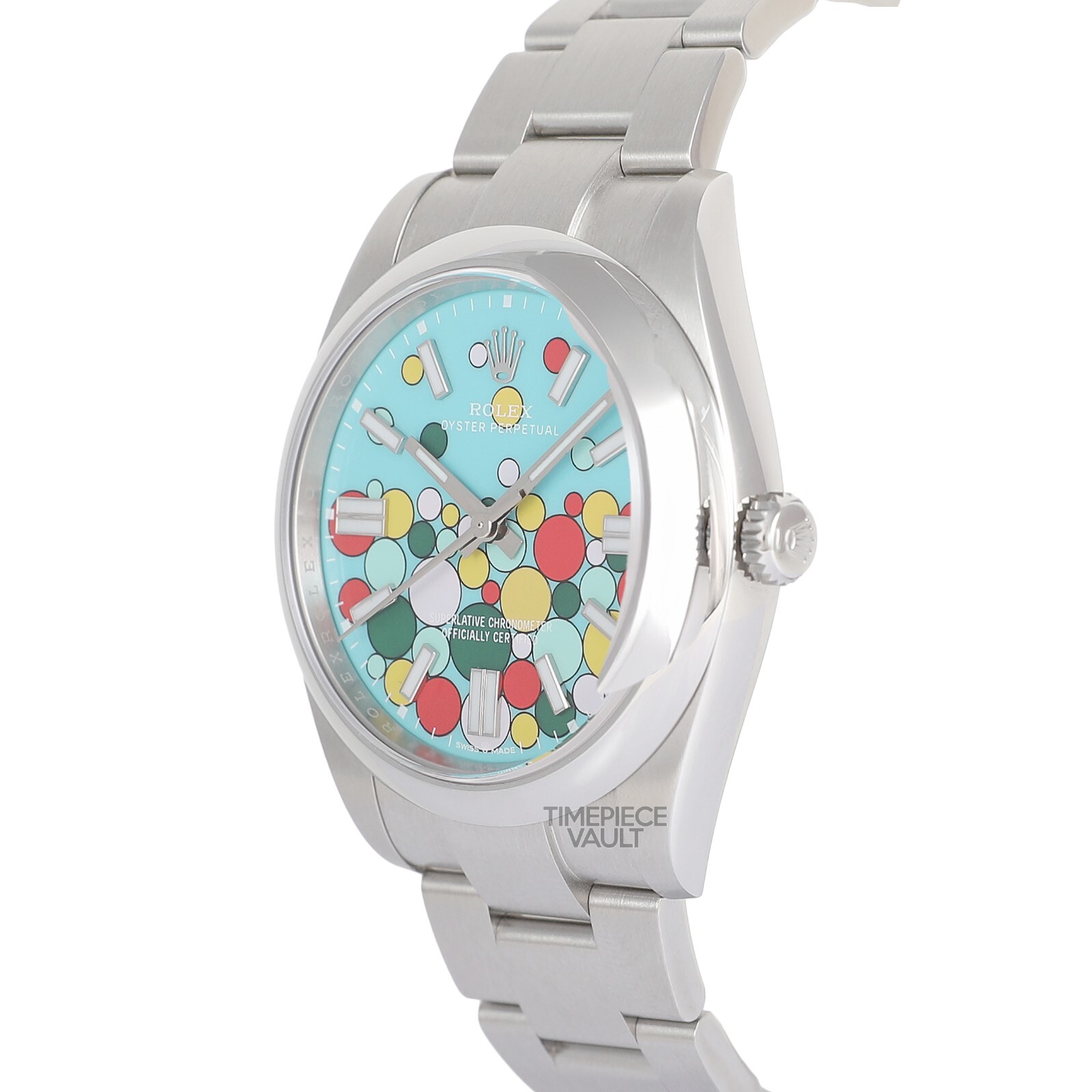 Rolex Men Oyster Perpetual 124300 Steel 41mm Custom Celebration Balloon Dial B&P