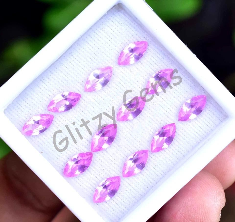 12Pcs Natural Mogok Pink Ruby Marquise 7.60 MM Certified Flawless Loose Gemstone