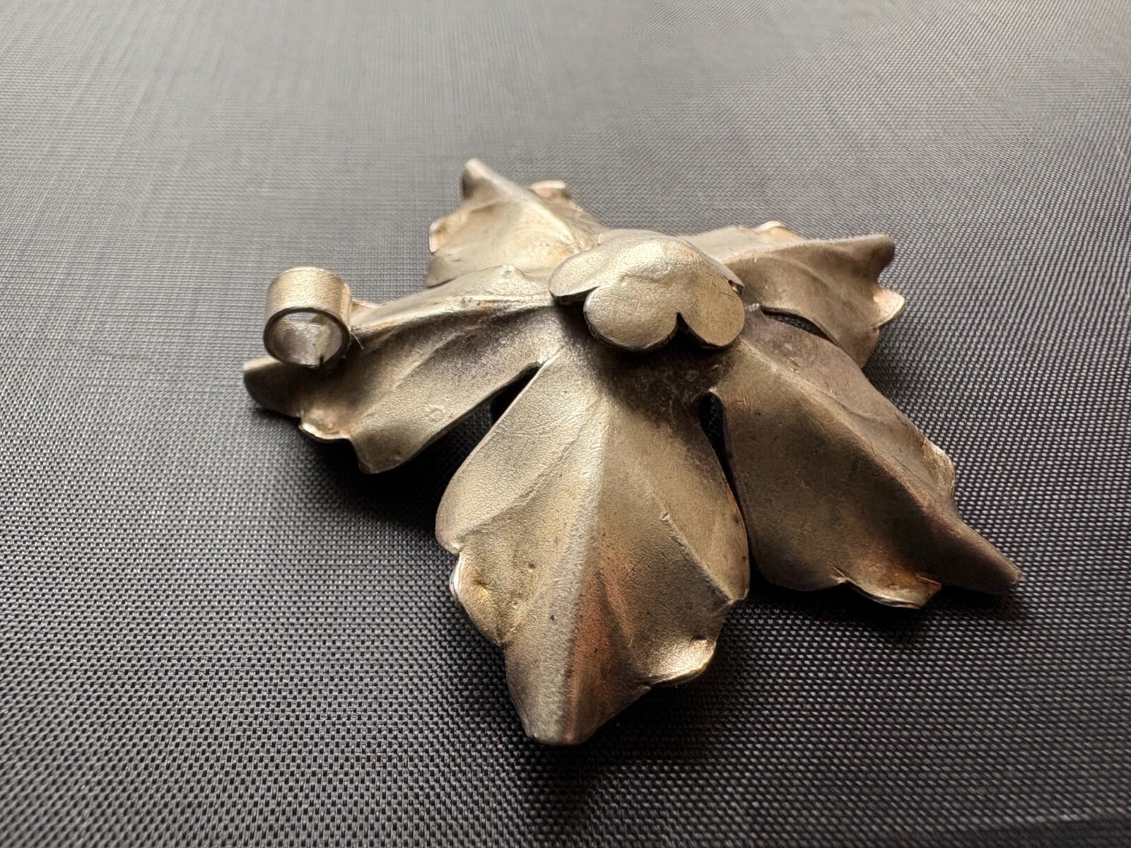 Vintage Poinsettia Flower Sterling Silver Pendant Handcrafted Matte Finish