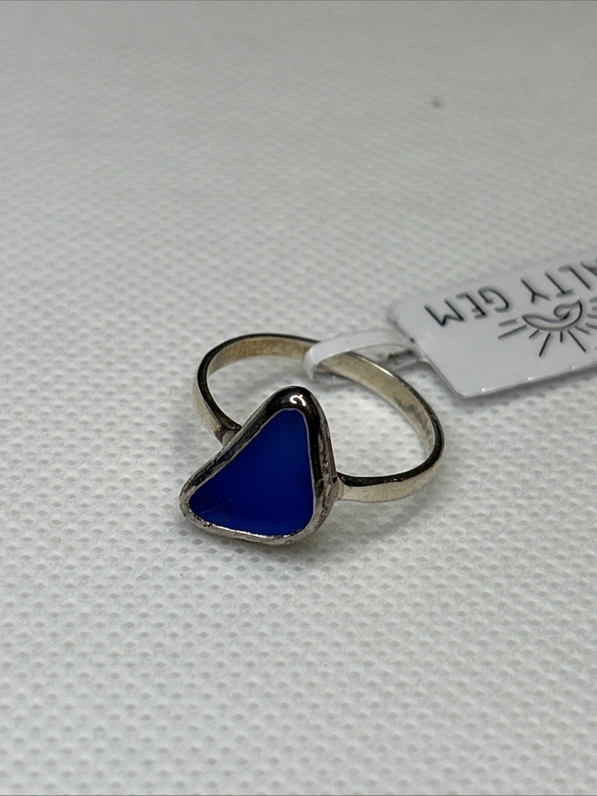 Salty Gem Blue Sea Glass Ring Sz9 Sterling Silver