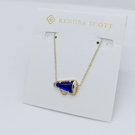 New Kendra Scott Cheer Gold Pendant Necklace In Cobalt Blue