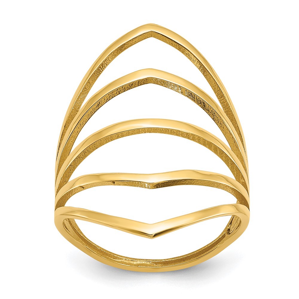 14k Yellow Gold Polished Fancy 5 Bar Ring Size 7 Gift for Women