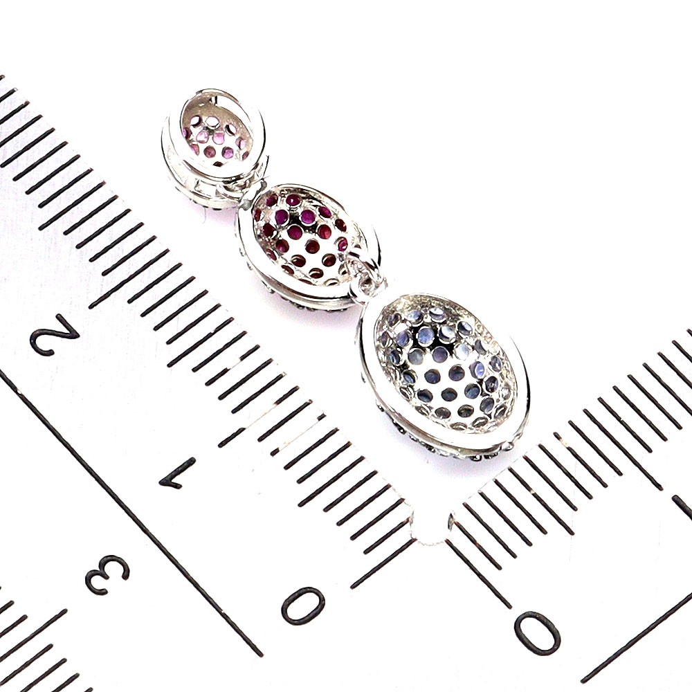 925 Sterling Silver Pendant Ruby Myanmar Round Diamond Cut Sapphire Gemstone
