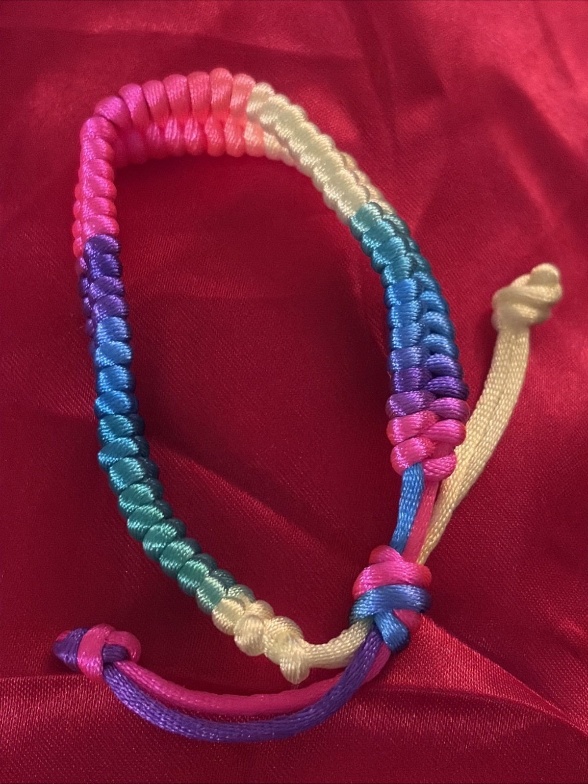 NEW COLORFUL NEON NYLON HERRINGBONE WEAVE FRIENDSHIP BRACELET ADJUSTABLE NIP