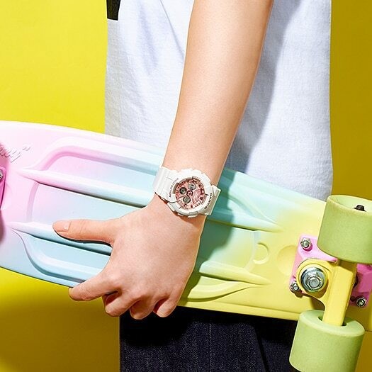 Casio Baby-G Fashion White and Pink Color Casual Women Watch BA-130-7A1