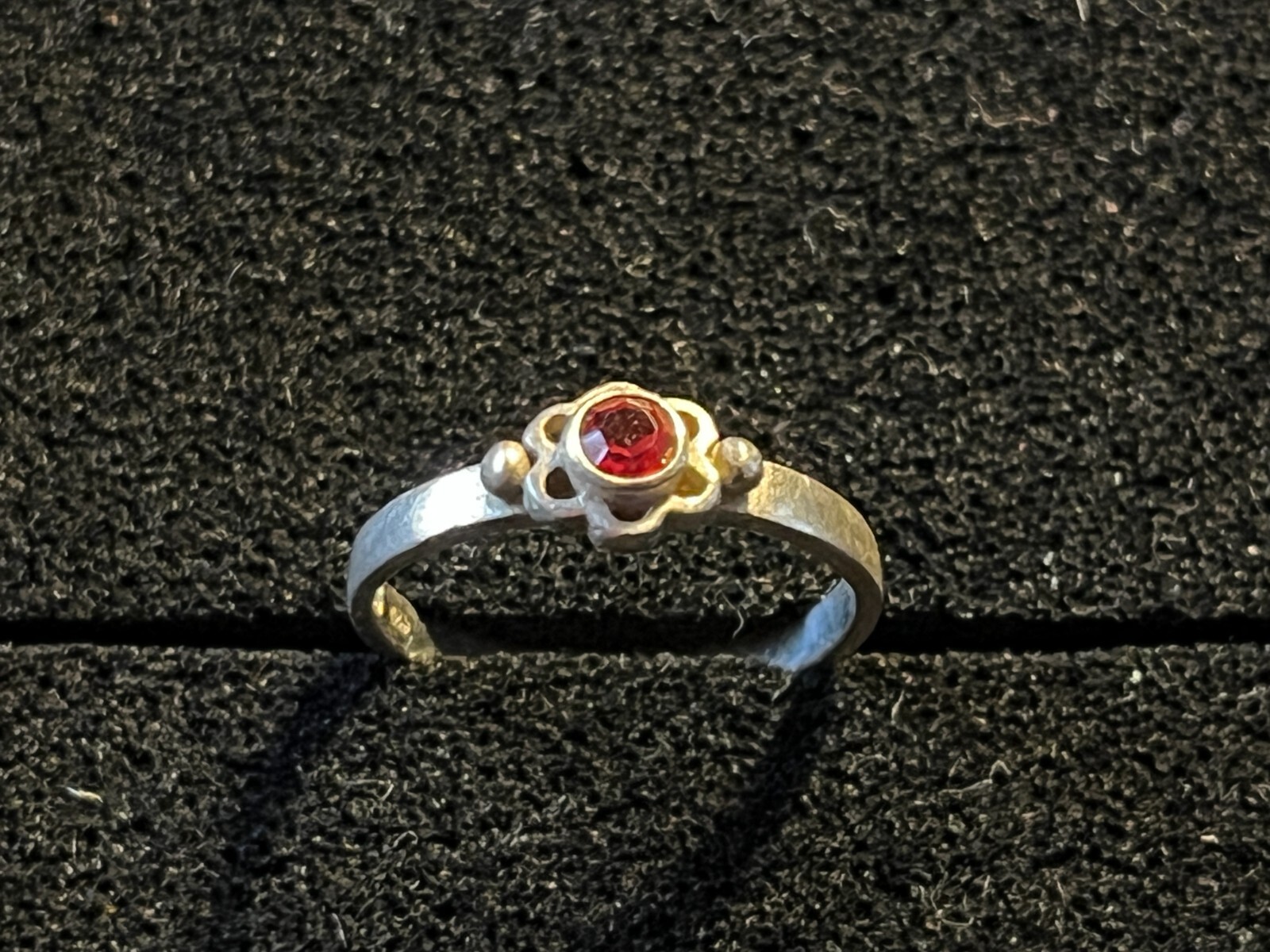 Girls ring ring silver silver ring GW with garnet 14 mm size 44 and 925 hallmark