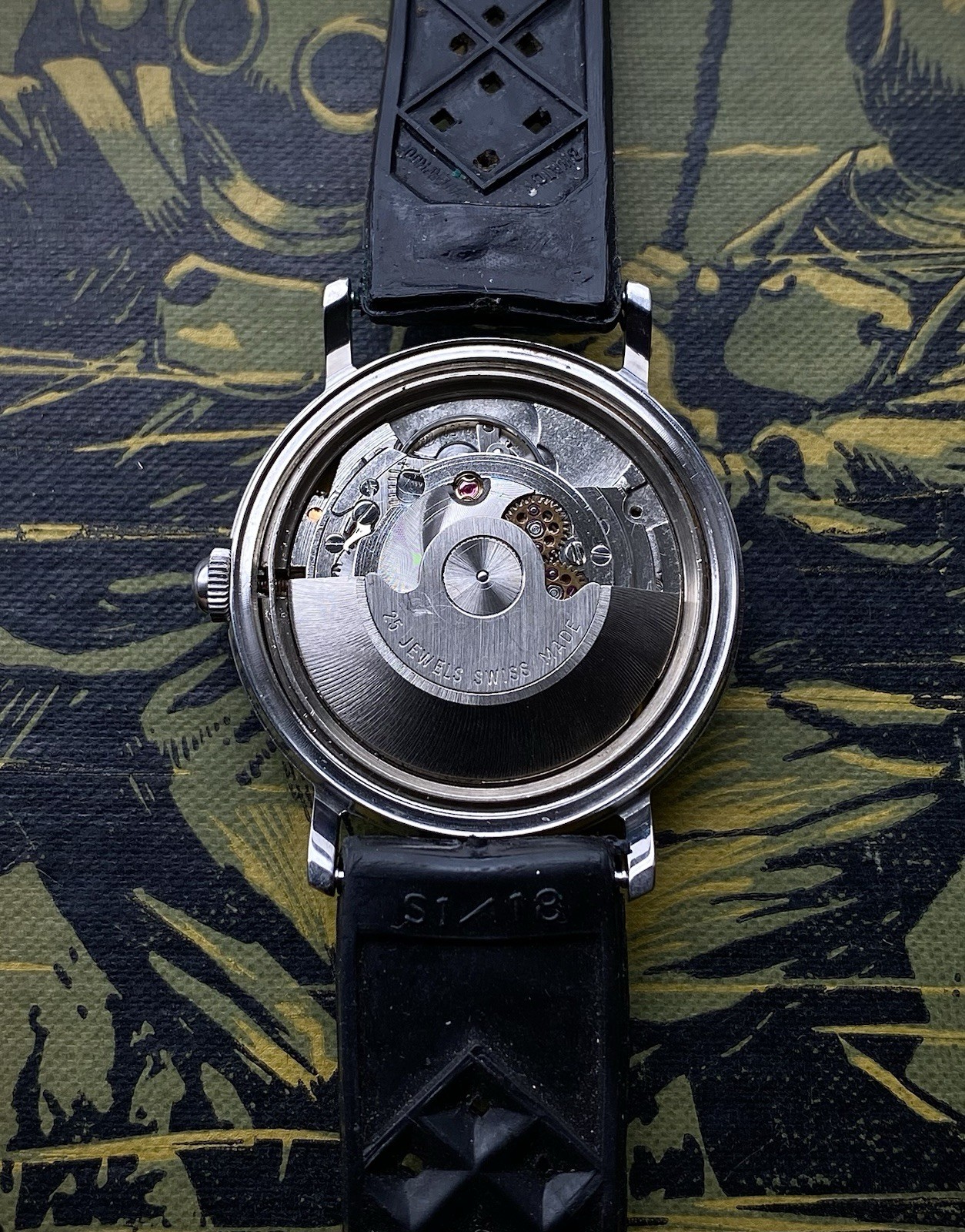 1960s Accurist Marin Graf 600 feet black dial Divers watch ETA 2452 date Tropic