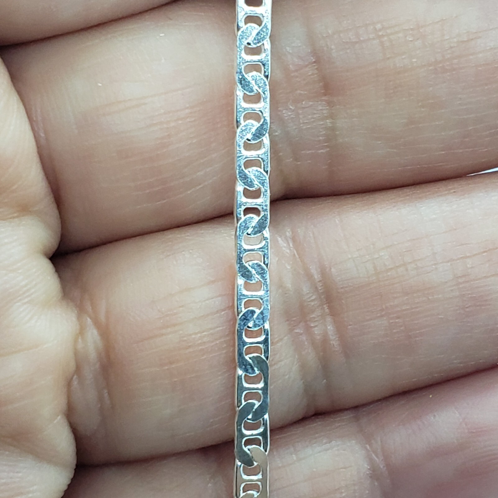 925 Sterling Silver Italy Flat Mariner Link Chain Necklace Bracelet 2.1mm 7″~30″