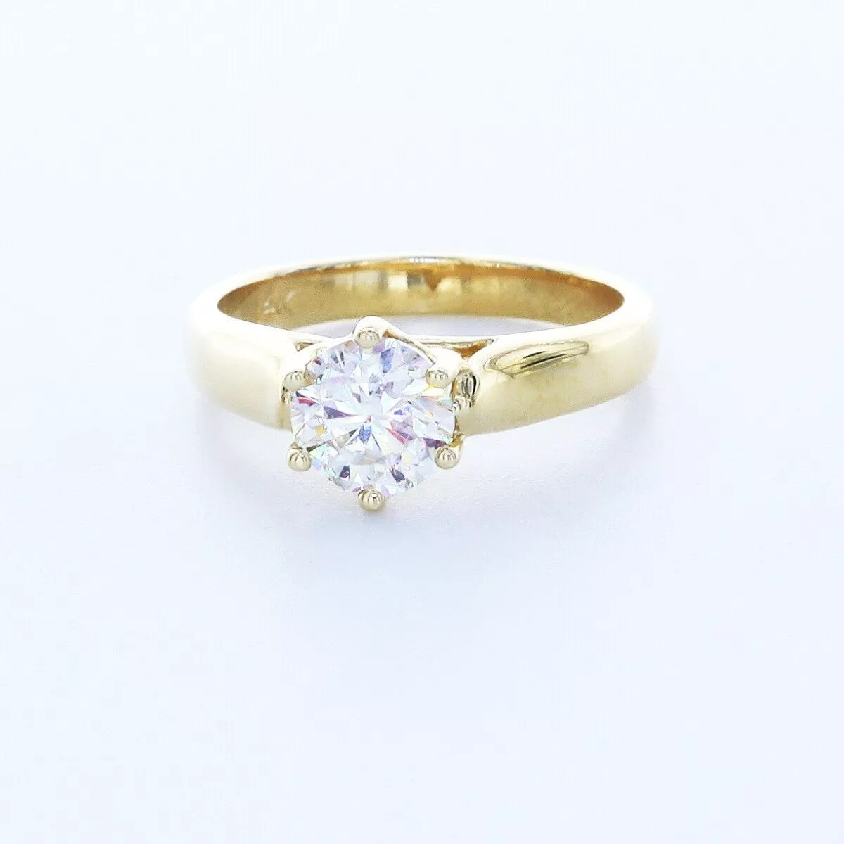 Solitaire Engagement Ring 14K Gold Trellis 0.96 CT Round Lab-Grown Diamond E SI1