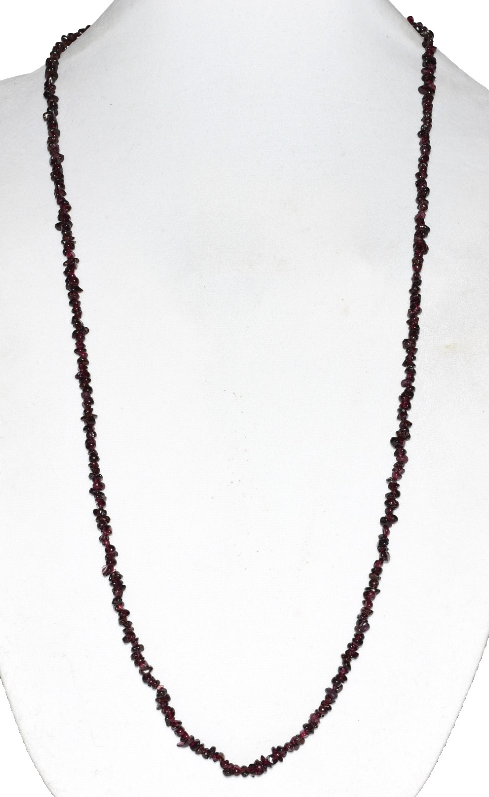 Vintage Garnet 2-3mm Irregular Shaped Various Size Stones 36″ Necklace