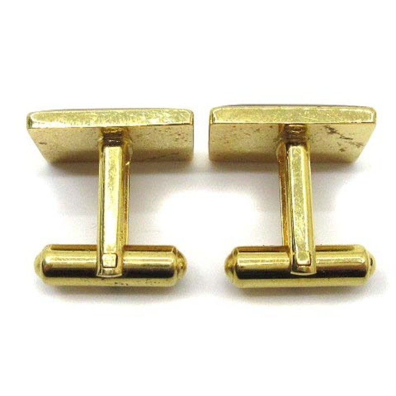HERMES H Logo Square Cufflinks Gold Vintage Mens Luxury French Jewelry