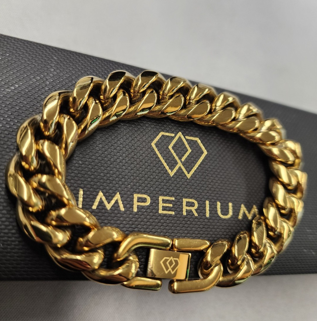 Imperium 18K Gold Plated 12mm Cuban Link Bracelet 7″