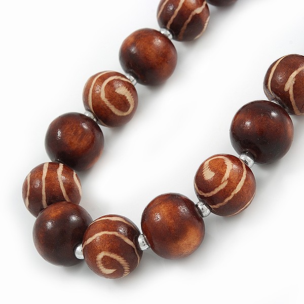 Long Chunky Brown Wood Bead Necklace – 82cm L