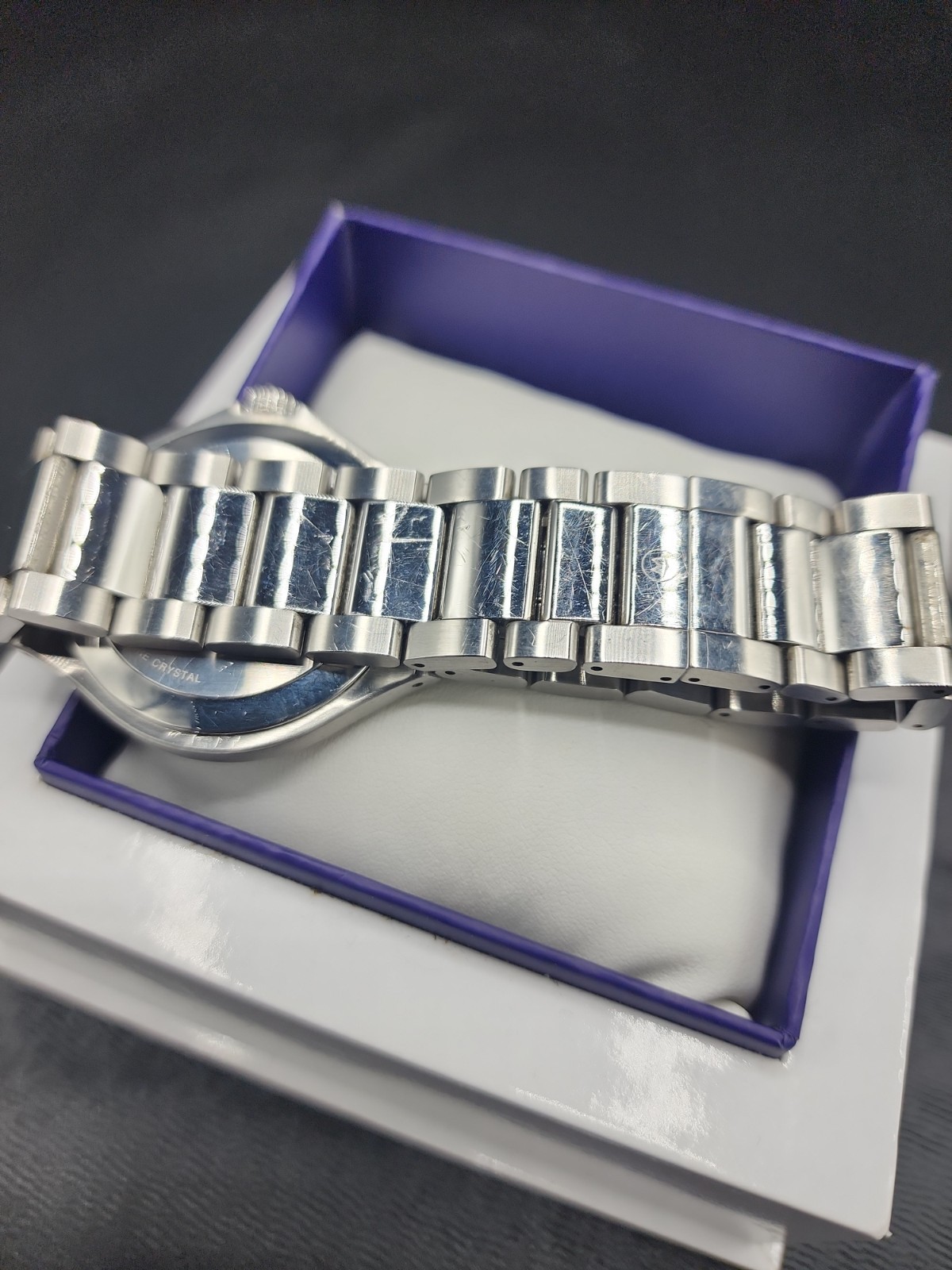 Movado Stainless Steel Defio Men’s Blue Museum Dial Dress Watch new battery